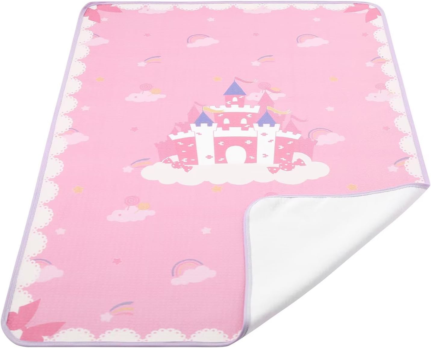 Landofgenie Pink Candy Castle Bed Pad Waterproof Reusable for Adults