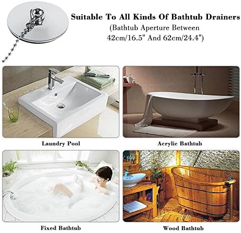 Asixx Chrome Drain Stopper with Chain for Sink and Bathtub