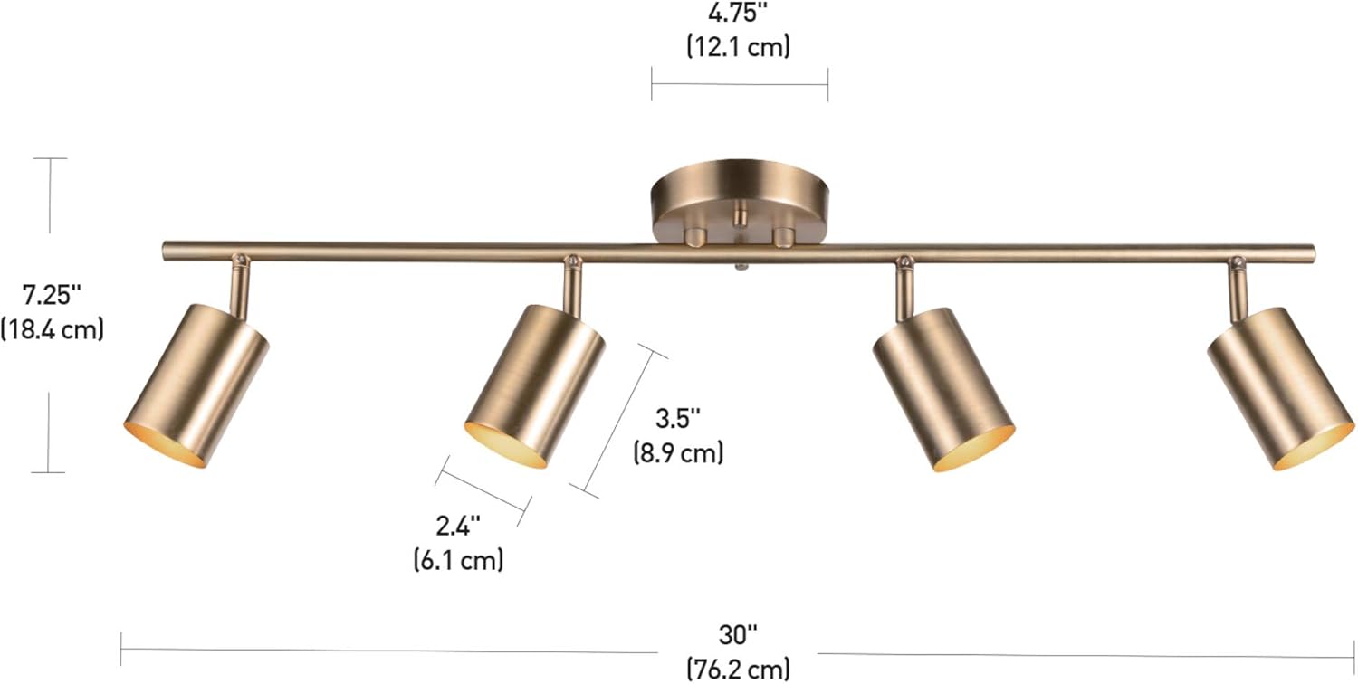 Globe Electric Pratt 4-Light Track Lighting Matte Brass Gold 1