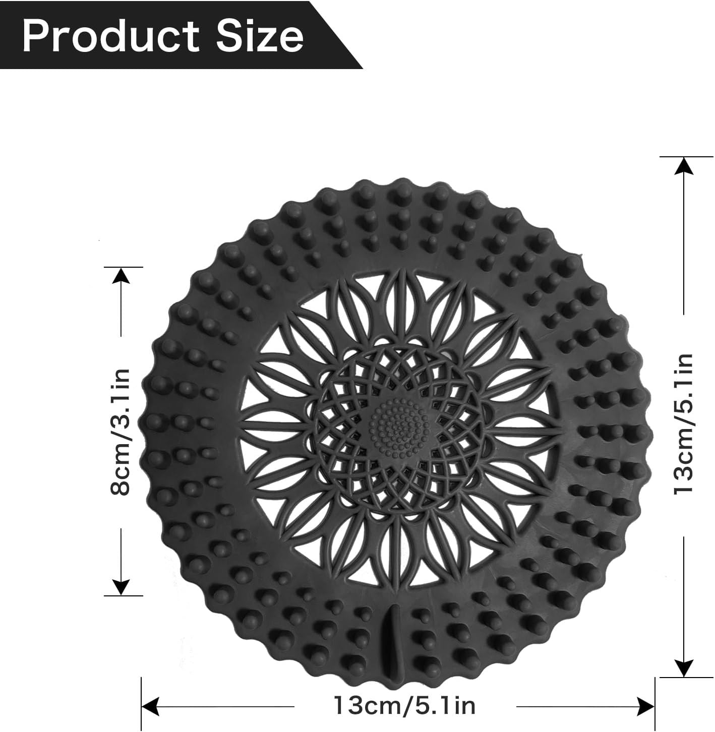 WODETIM Shower Drain Hair Catcher 4 Pack Black