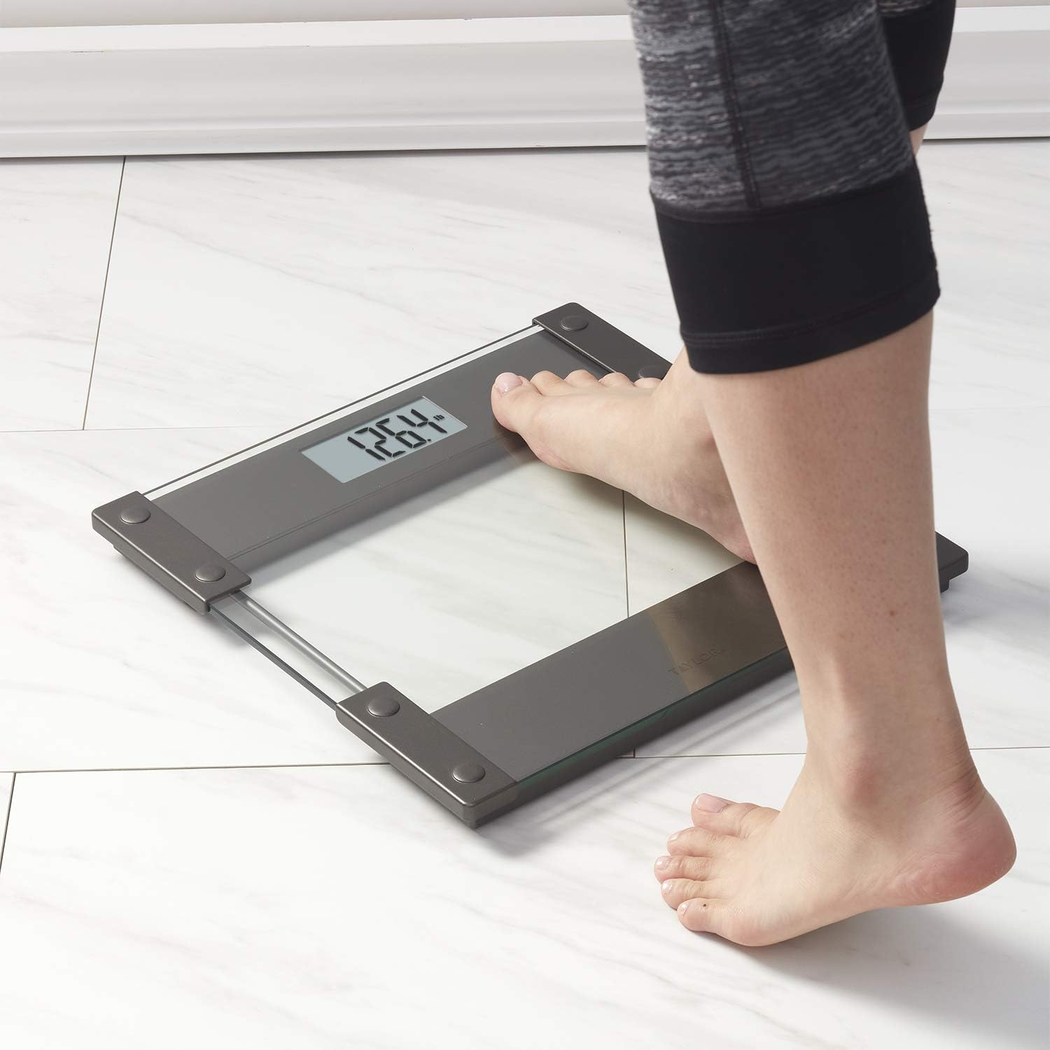 Taylor 400lb Digital Bathroom Scale with Clear Glass Platform