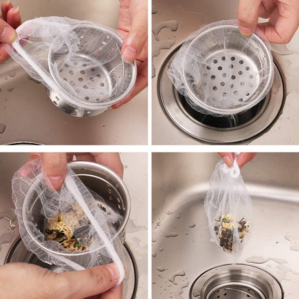 200Pcs Disposable Sink Strainer Bags for Kitchen and Bathroom