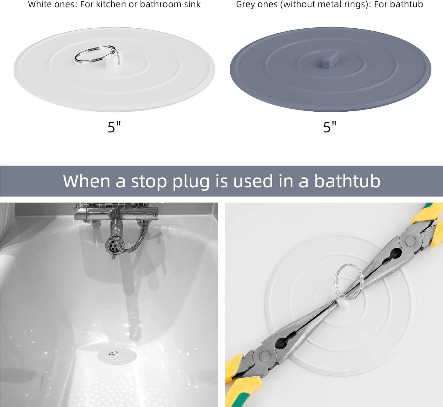 Hibbent 2 Pack Suction Sink Stopper Set