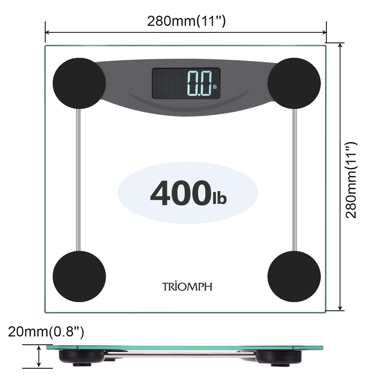 Triomph Digital Body Weight Scale with Step-On Tech and LCD Display 1