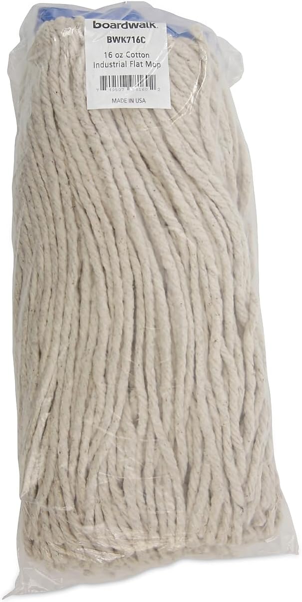 Boardwalk BWK716CEA 16 oz Cut-End Lie-Flat Cotton Wet Mop Head - White