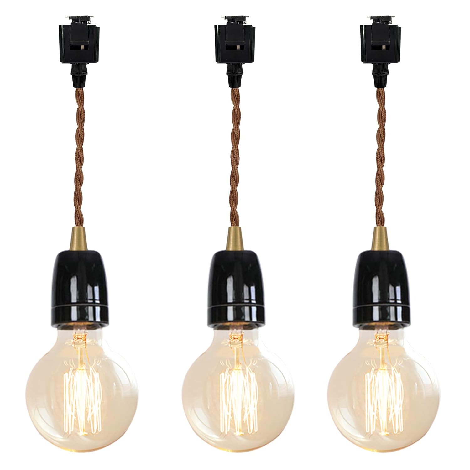 KAYYELAMP Black E26 Ceramic Base Pendant Light Fixture Set of Three
