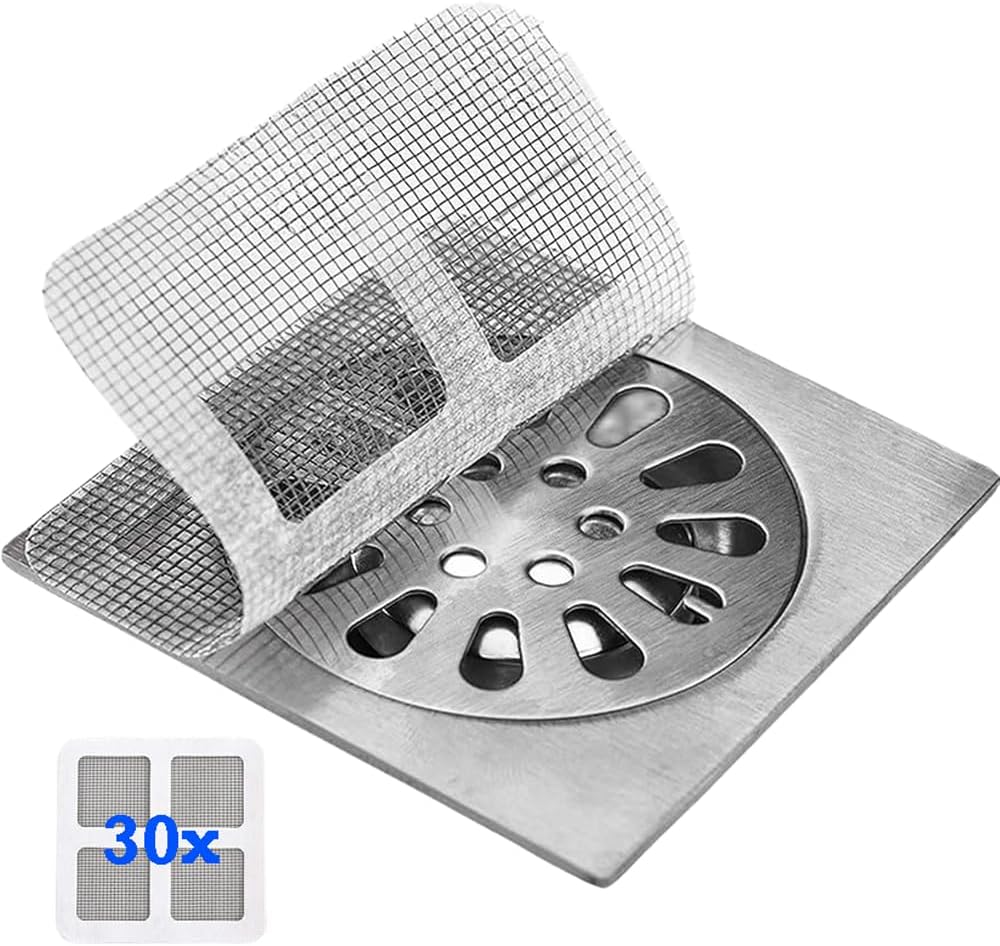 CVSN 30pcs 4 X 4 Disposable Shower Drain Cover Strainer Hair Catcher