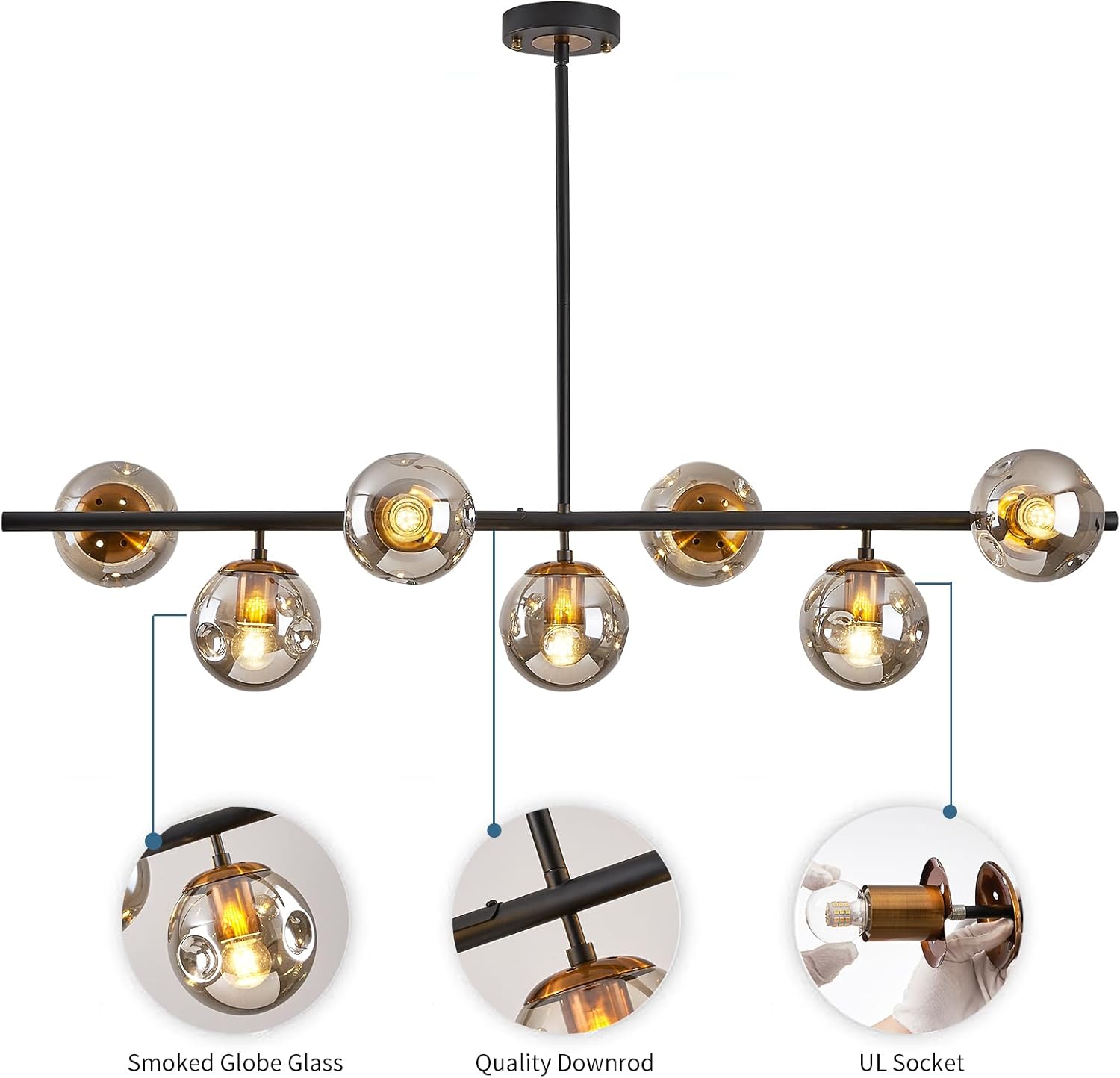 Modern Linear Chandeliers with Sloped Ceiling Adapter