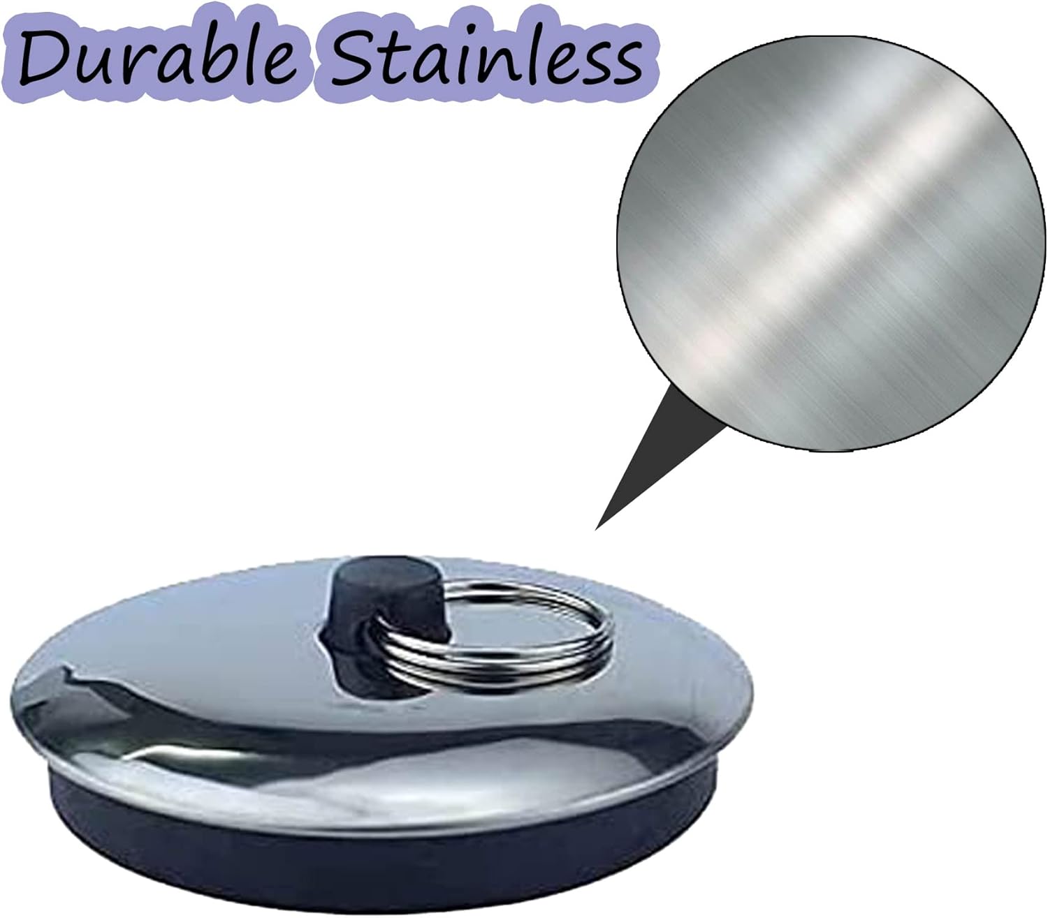 PCTC 3-Piece Stainless Drain Stopper Set in Silver