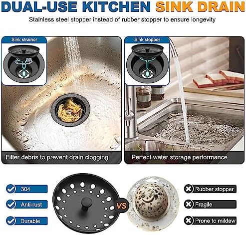 BOTEMY 3-12 Inch Stainless Steel Sink Drain Strainer Kit