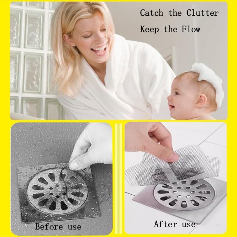 Hair Catcher for Shower and Sink Drains - 4x4 Inch Grid
