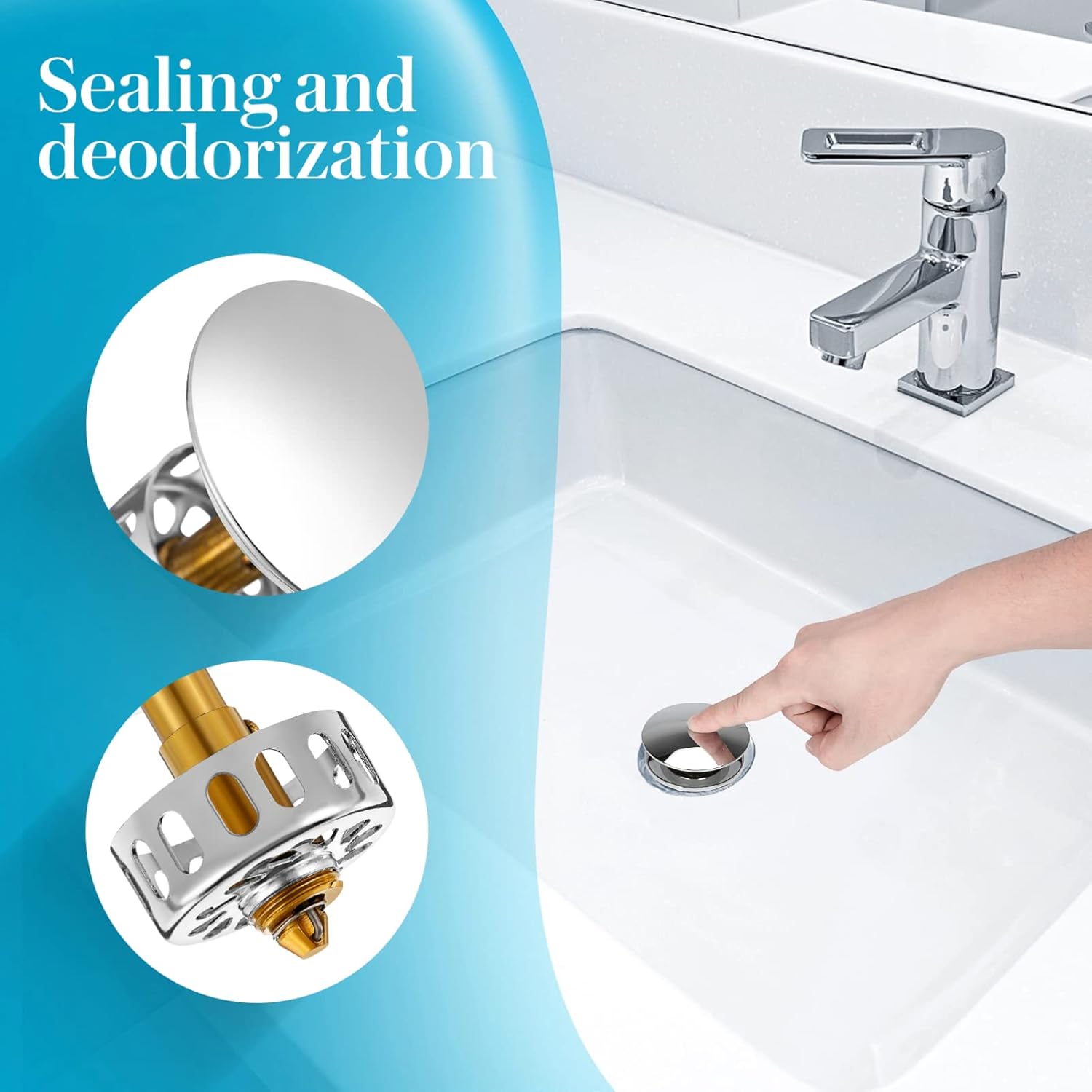 DOITOOL Bathroom Sink Drain Stopper with Hair Catcher