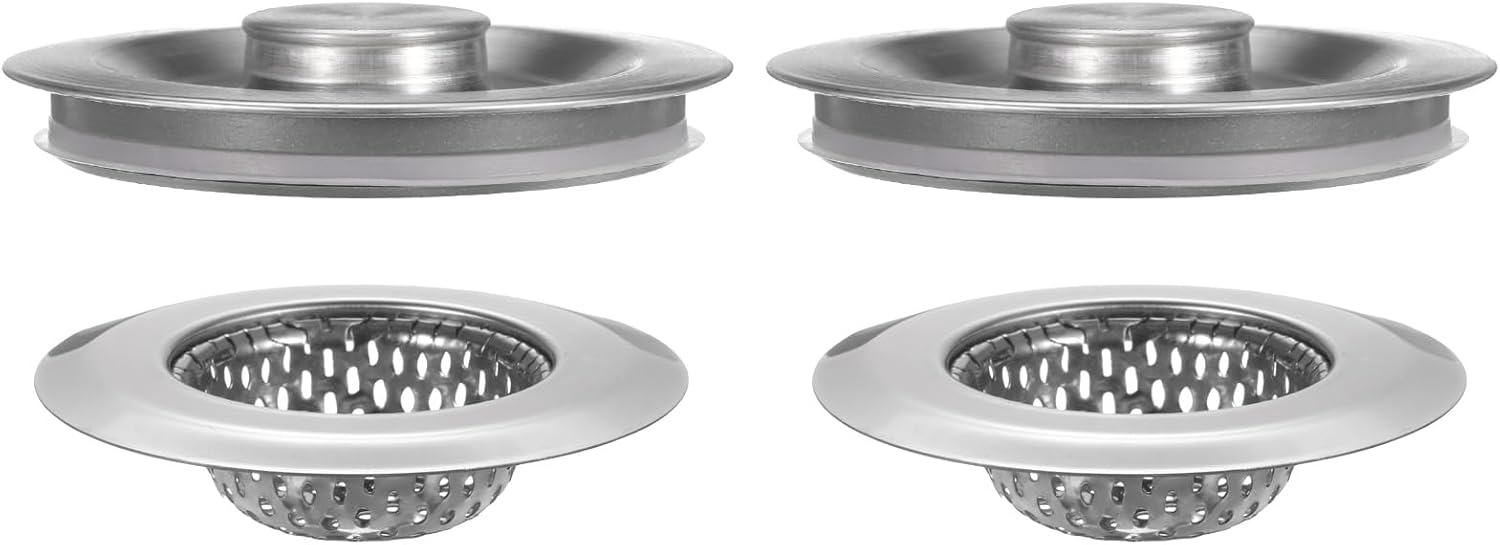 Uxcell 2 Pcs Kitchen Sink Strainer Stoppers Silver