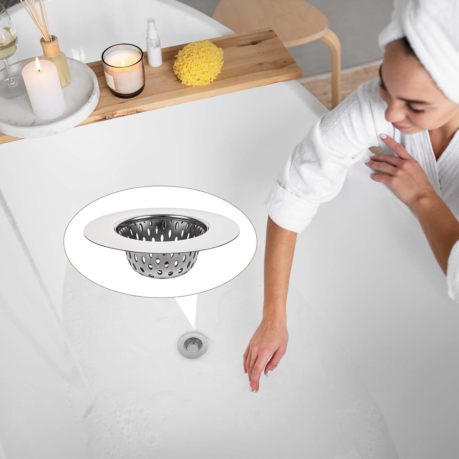 2PCS Stainless Steel Sink Drain Hair Catcher for Bathroom and Laundry