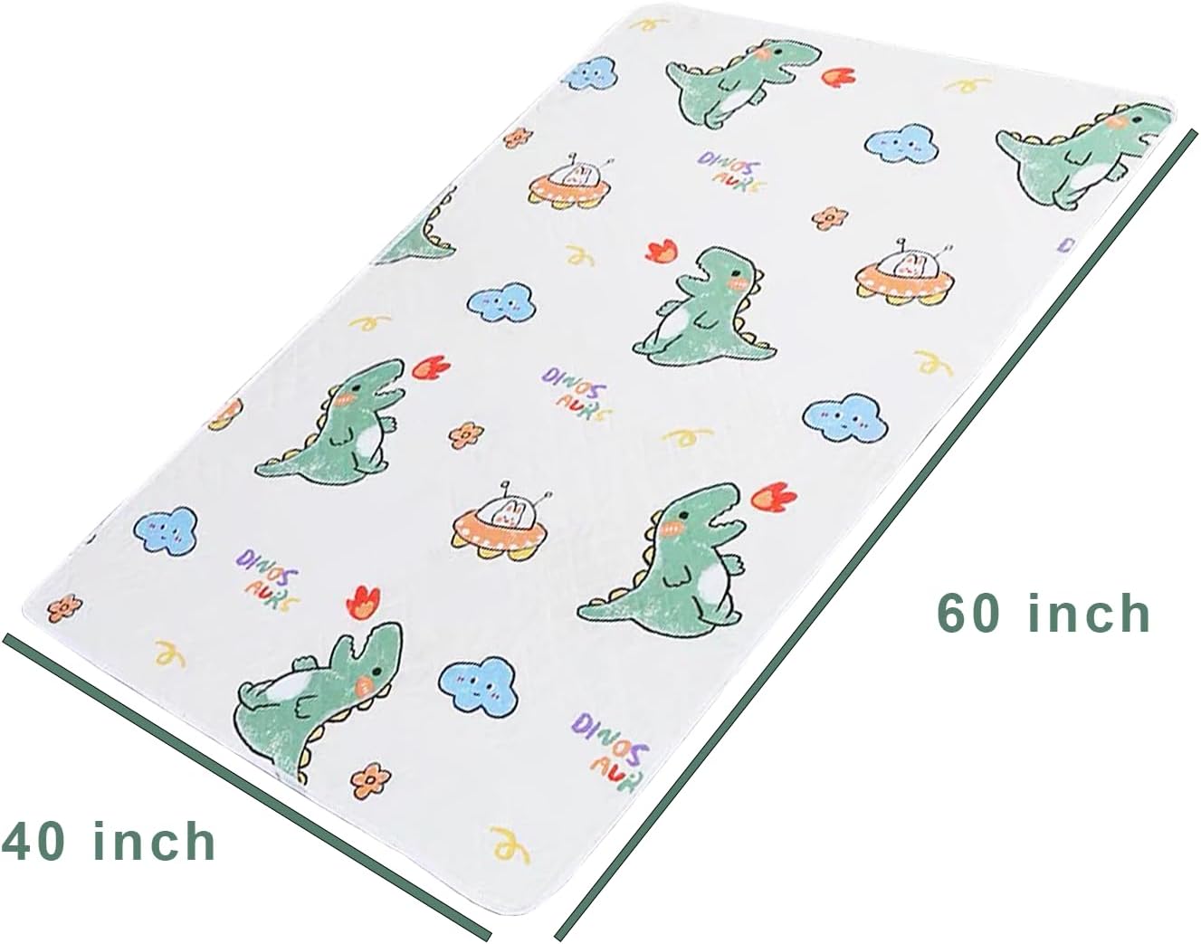 Non-Slip Reusable Bed Protector Pads with Dinosaur Print 40x60