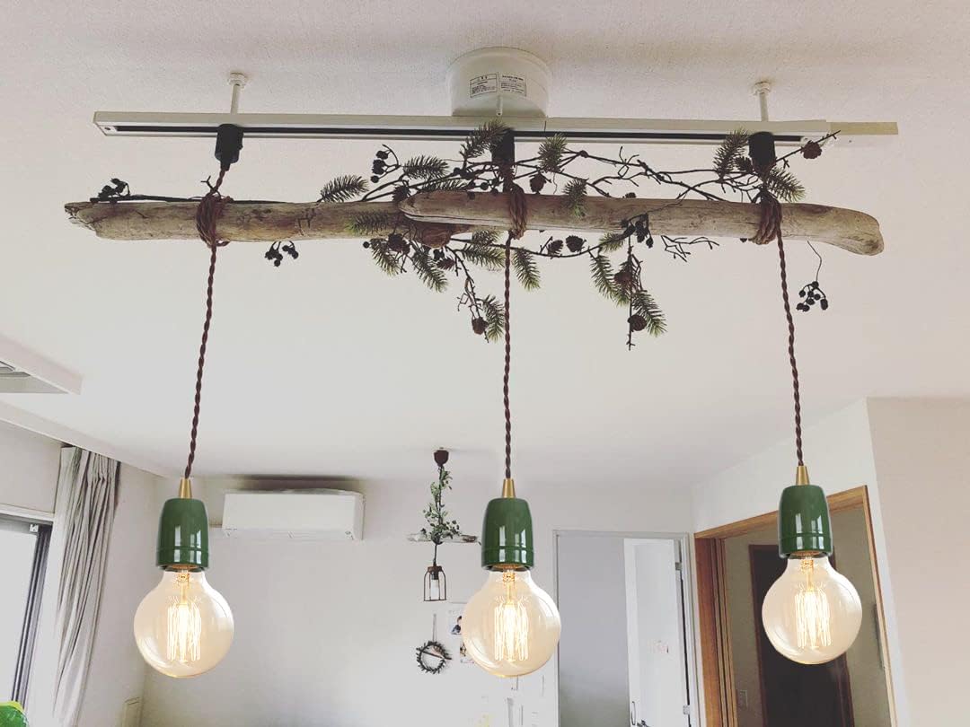 KAYYELAMP Green E26 Ceramic Base J Track Pendant Light Set of Three