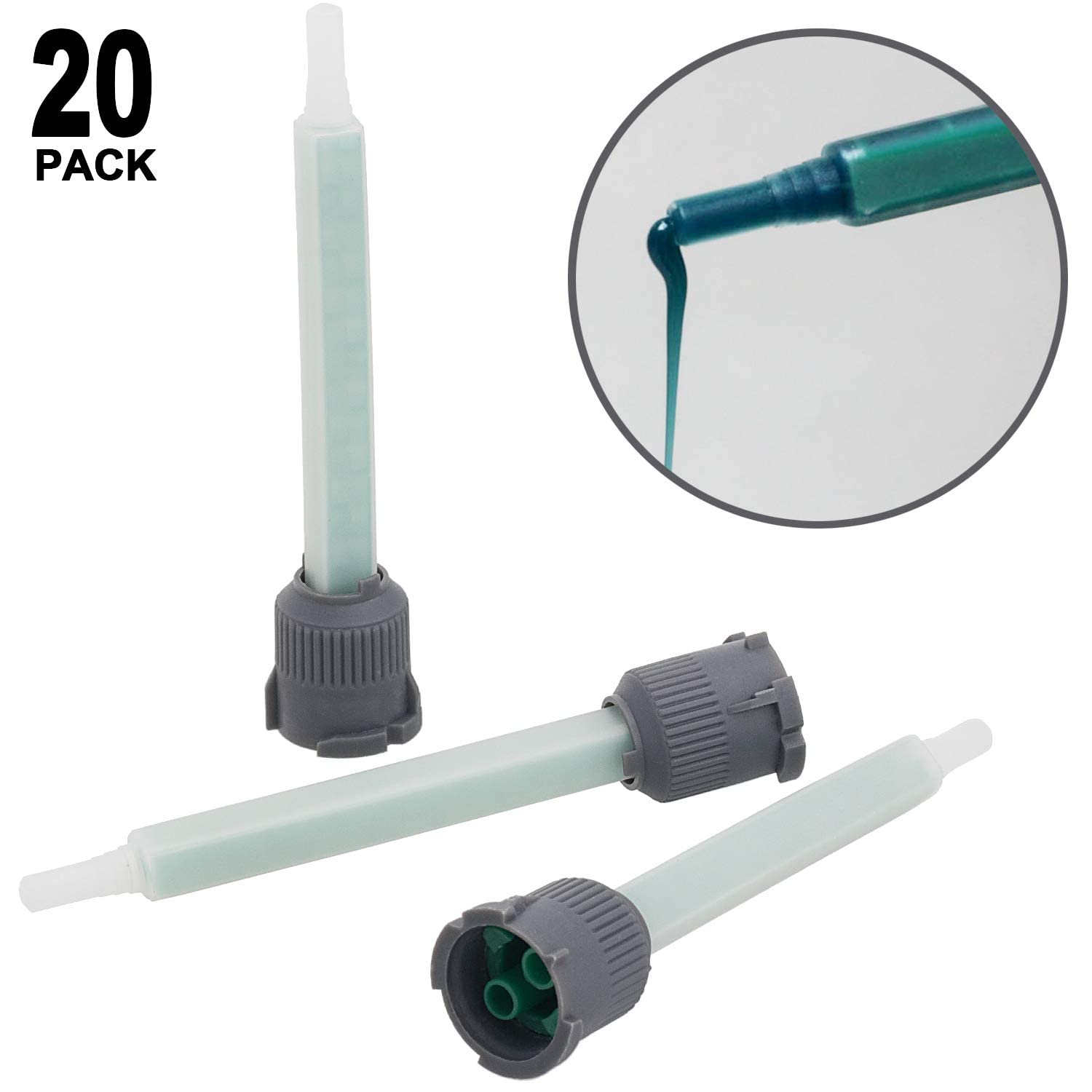PAGOW 20 Pcs Epoxy Mixing Nozzle Tips for AB Glue Cartridge