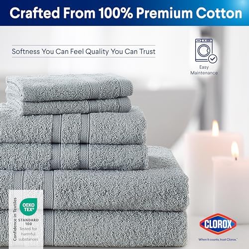 Clorox Bleach Friendly Bath Towels 2 Pack Light Grey