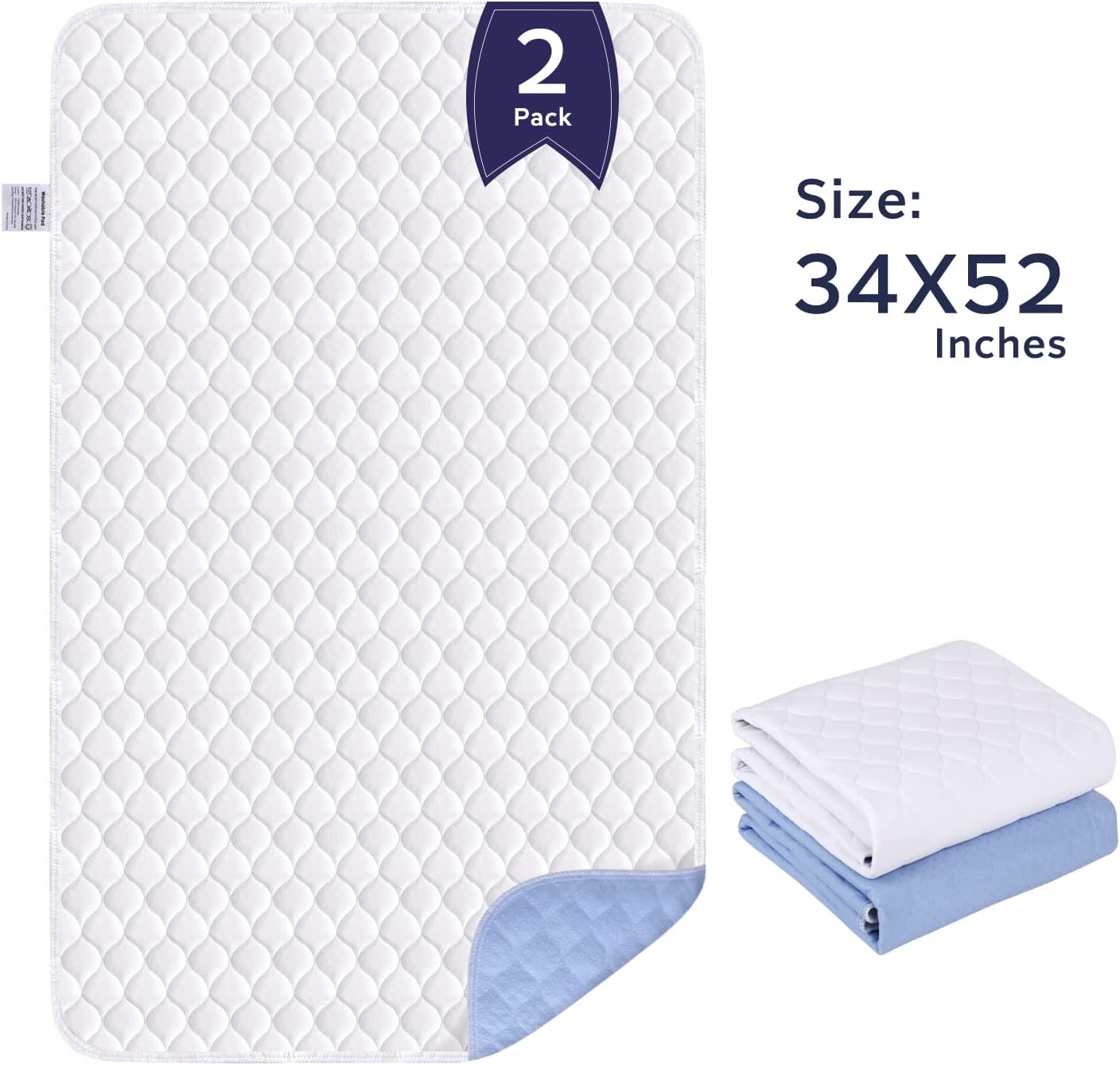 Alsunny Reusable Incontinence Bed Pads 2 Pack 34X52