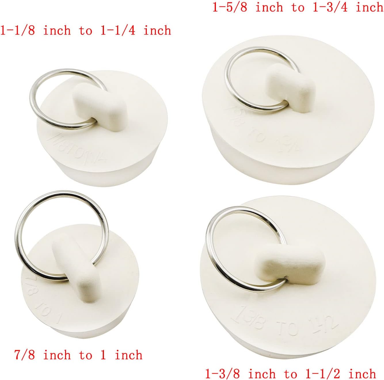 ZYAMY 4pcs White Drain Stopper with Hanging Ring 1