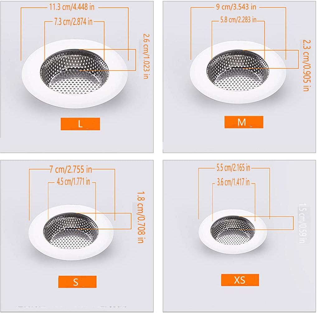 JYYHSF 4Pcs Stainless Steel Drain Hair Catcher for Kitchen and Bathroom