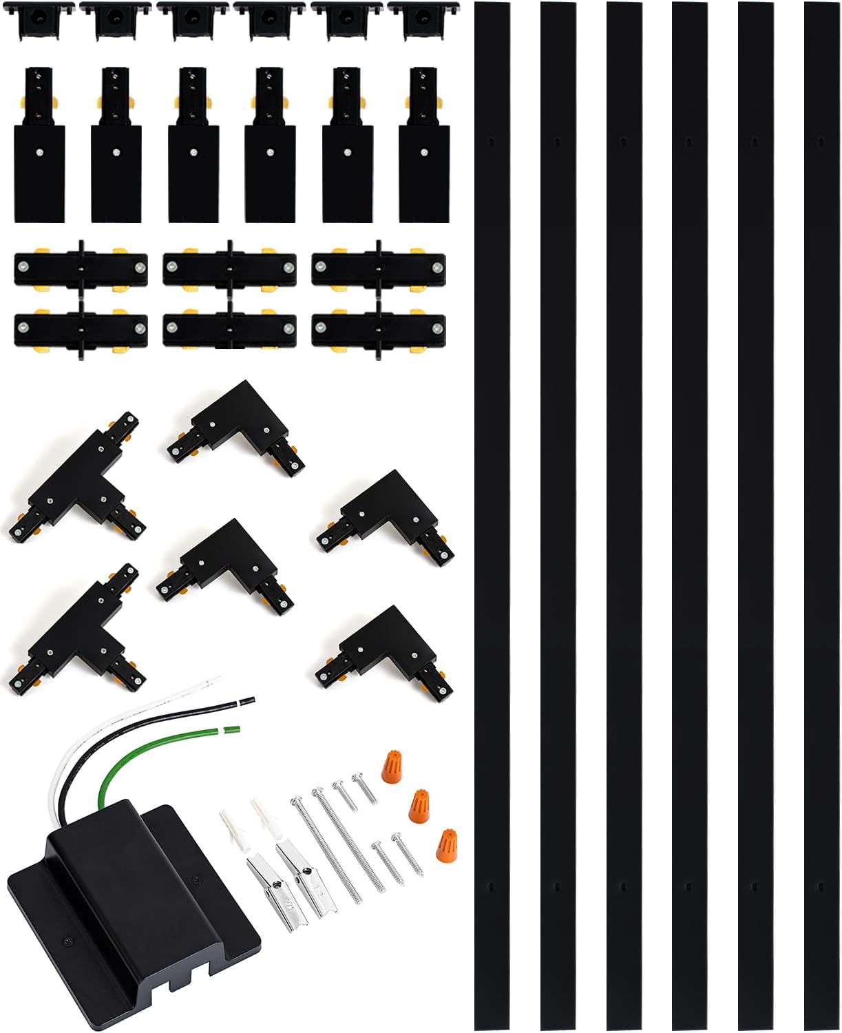 TuyuBEE 20FT H Track Lighting Rails Kit - Black