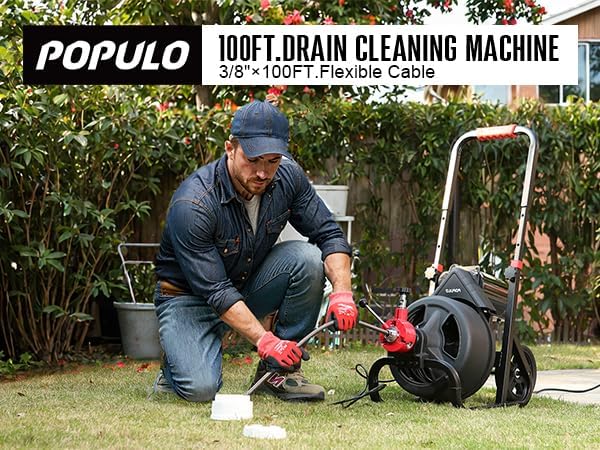 POPULO 100FT Drain Cleaner Replacement Cable 1