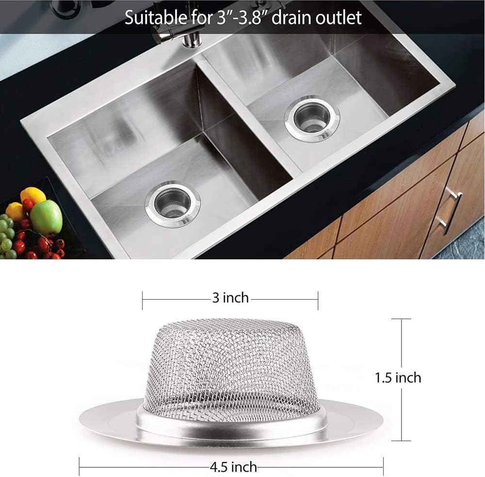 2 Pcs Stainless Steel Kitchen Sink Strainer 45 Inch Wide Rim