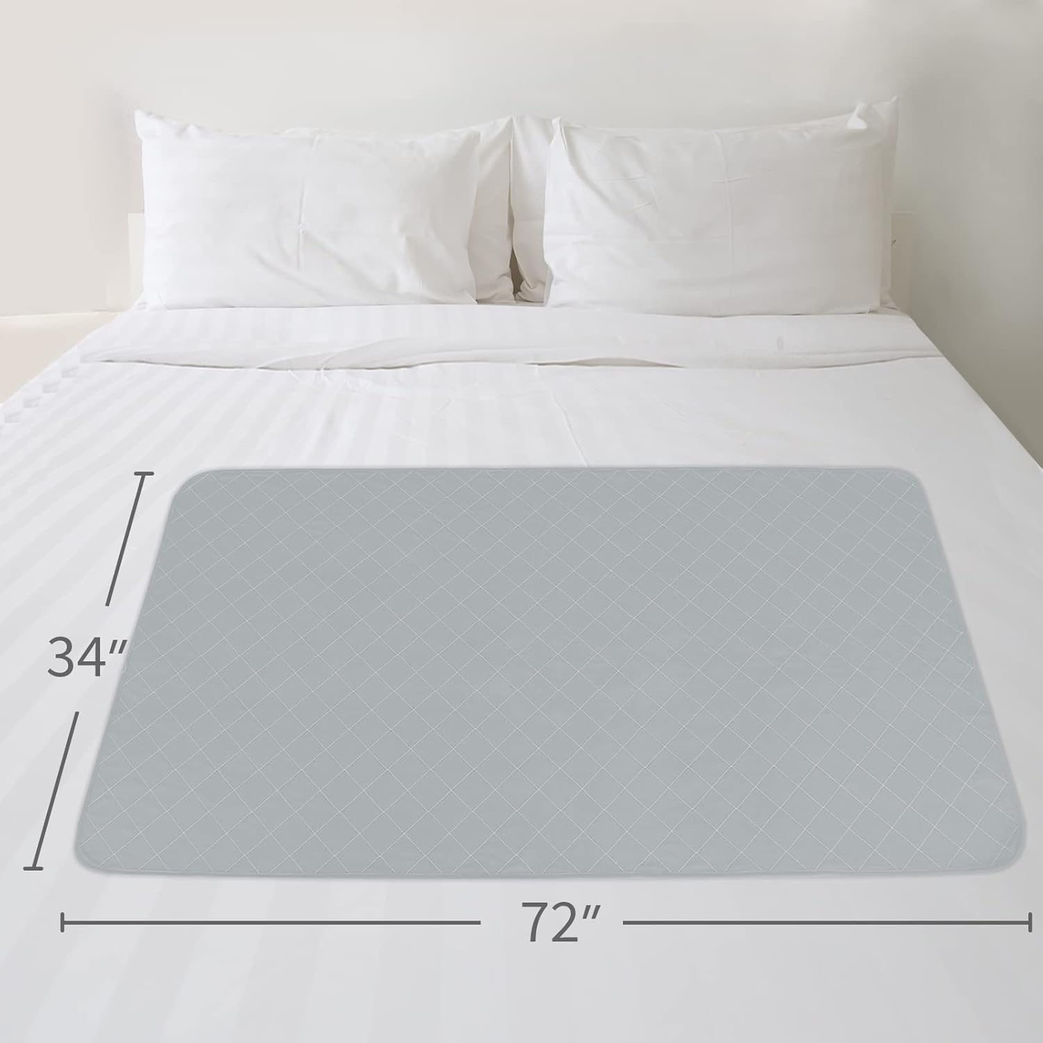 Moonsea Washable Waterproof Bed Pads 2 Pack - Large 34 x 72 Inch Reusable