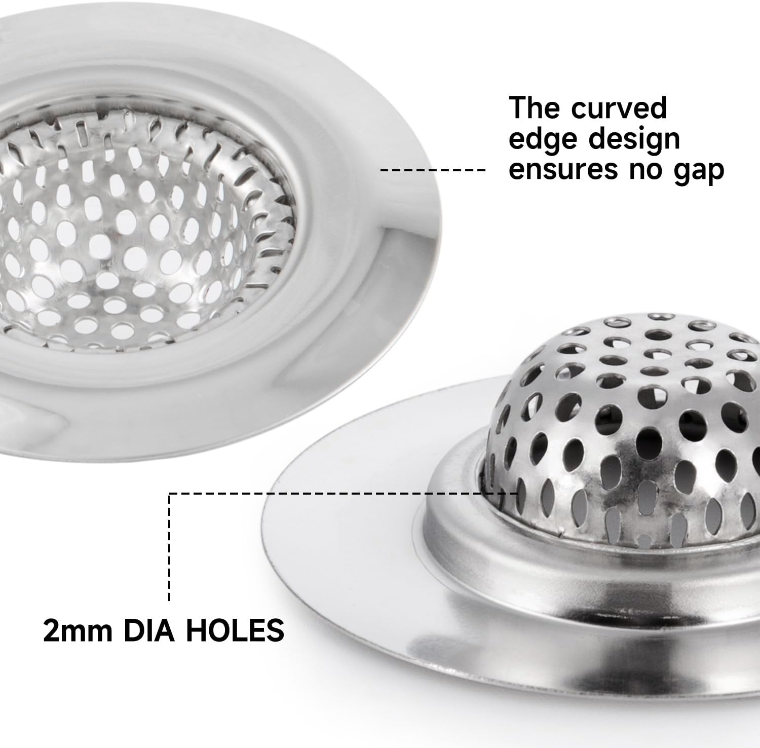 2PCS Bathroom Sink Drain Strainer Cover with Hair Catcher