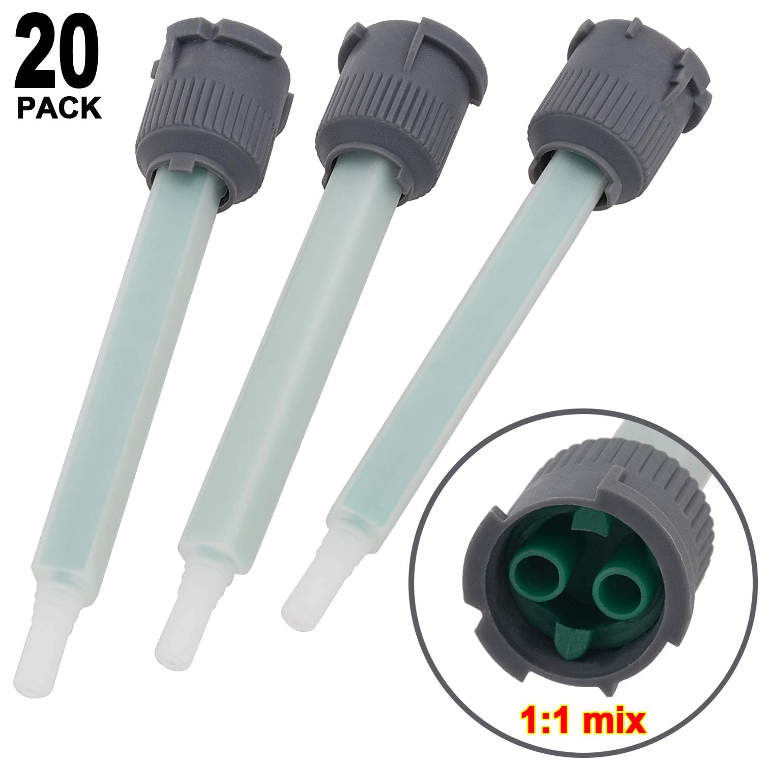 PAGOW 20 Pcs Epoxy Mixing Nozzle Tips for AB Glue Cartridge