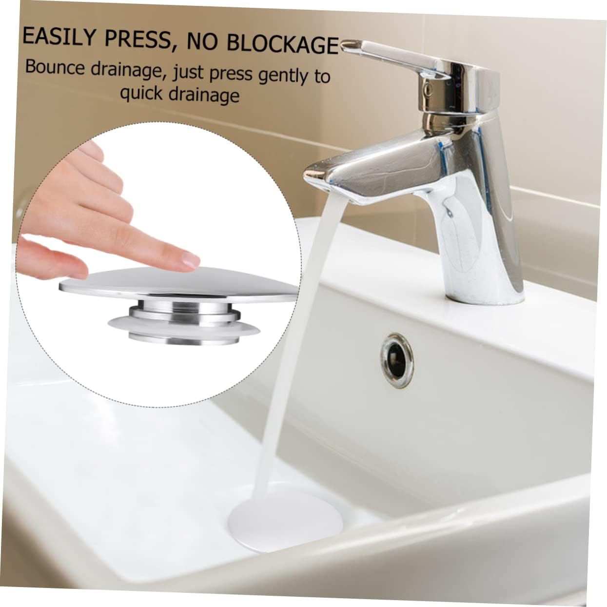 TOBBOMEY Pop-up Drain Cover for Sink and Bathtub