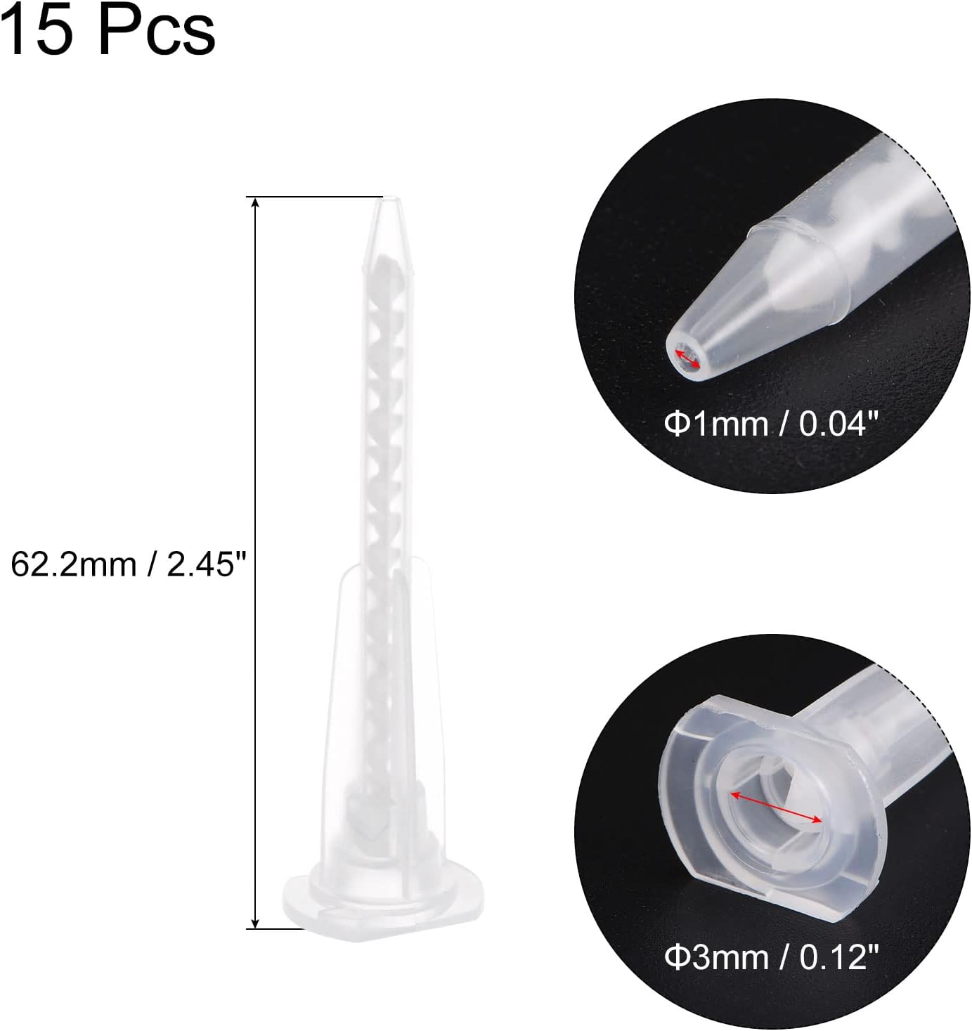 Uxcell 15 Pcs Epoxy Static Mixer for AB Glue