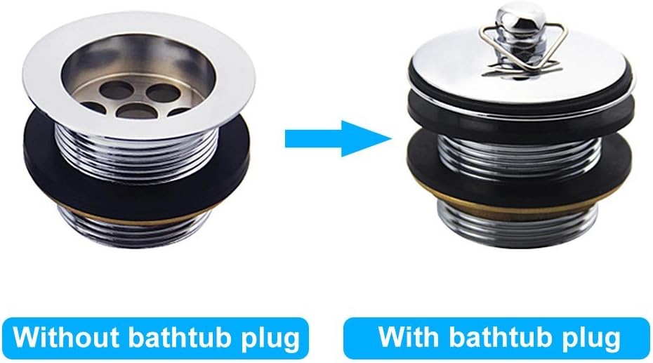 Asixx Chrome Drain Stopper with Chain for Sink and Bathtub
