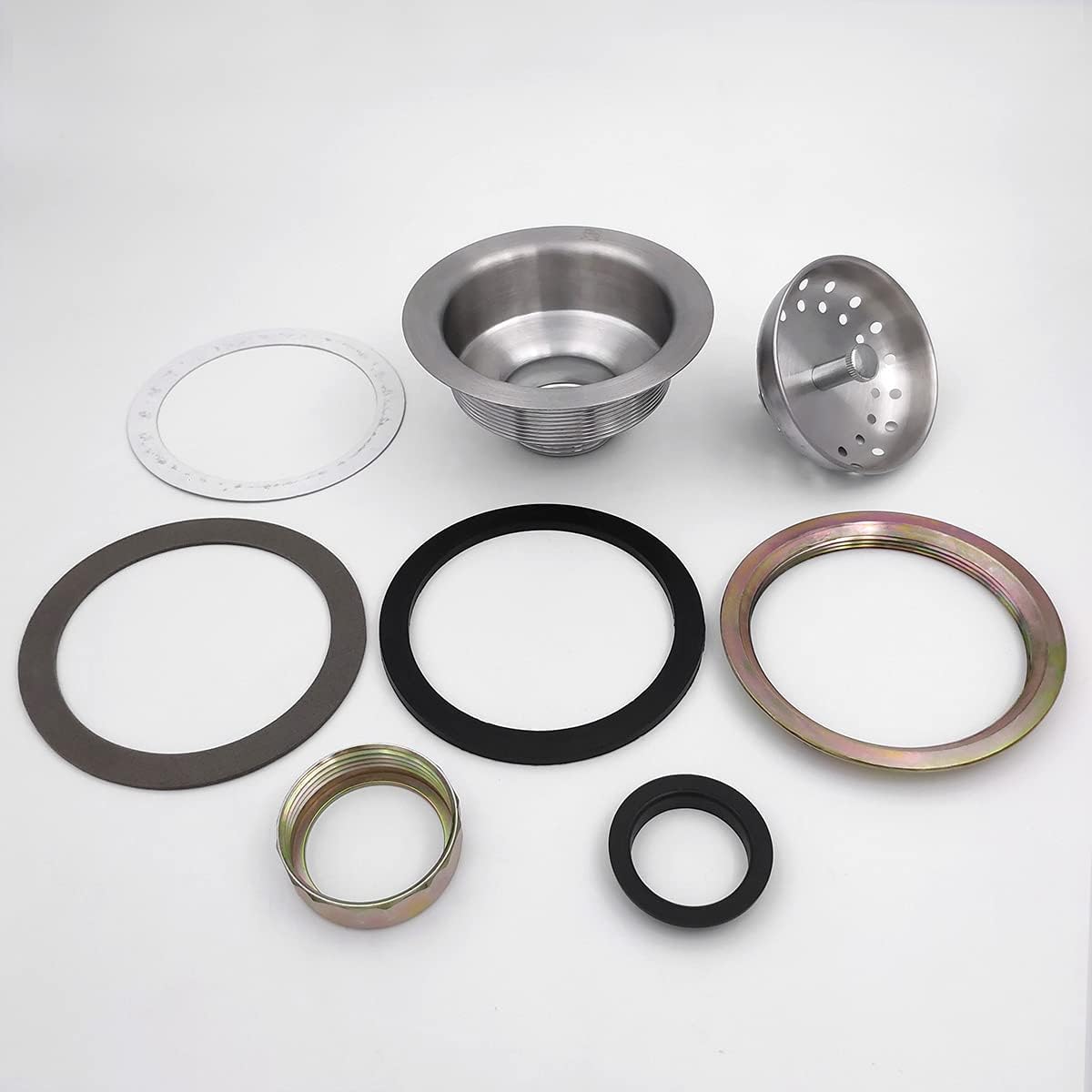 EADOT 35 Inch Nickel Sink Drain with Strainer Basket Stopper