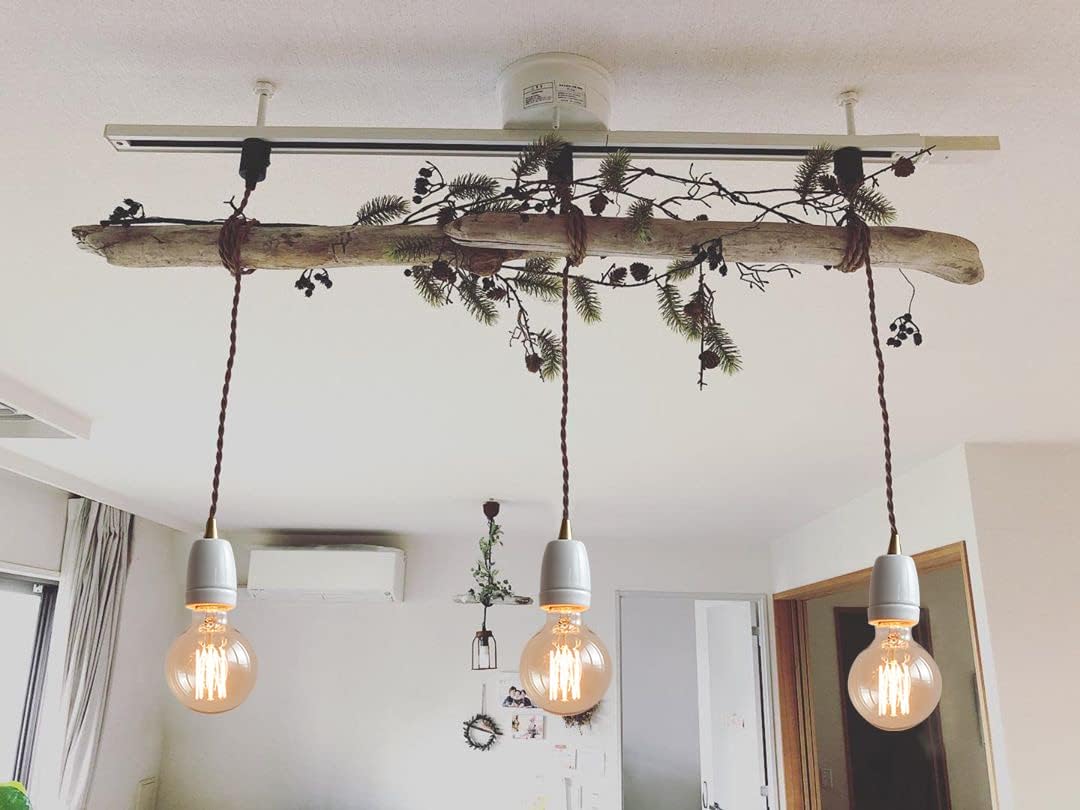 3-Pack H Track Lighting with Brown Twisted Cord