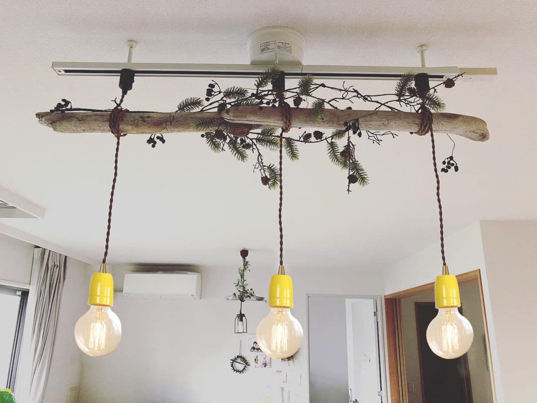 KAYYELAMP Yellow E26 Ceramic Base Pendant Light Set of Three