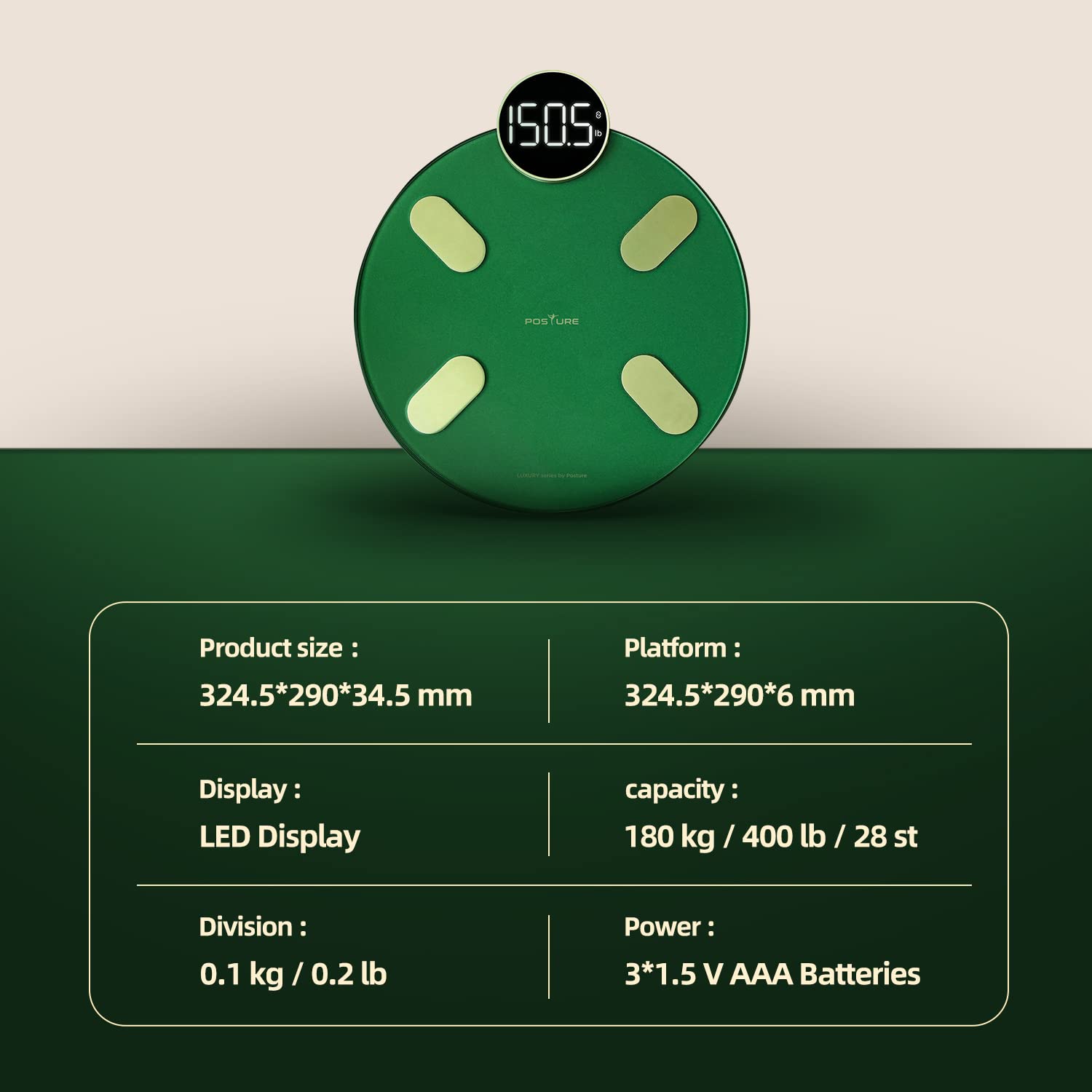 Posture Digital Bathroom Scale 400Lb Green