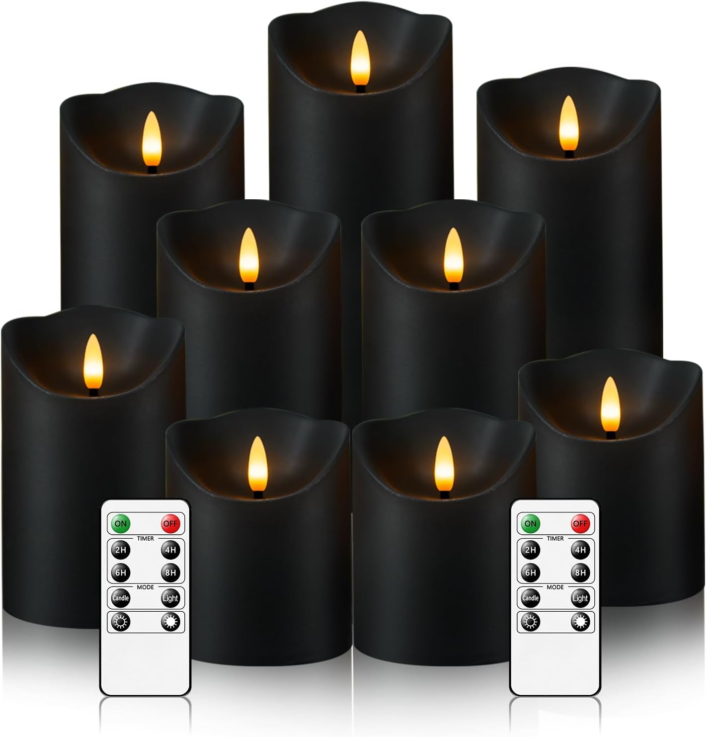 Nimiko Flameless Candles with Remote Control Set of 9 Black