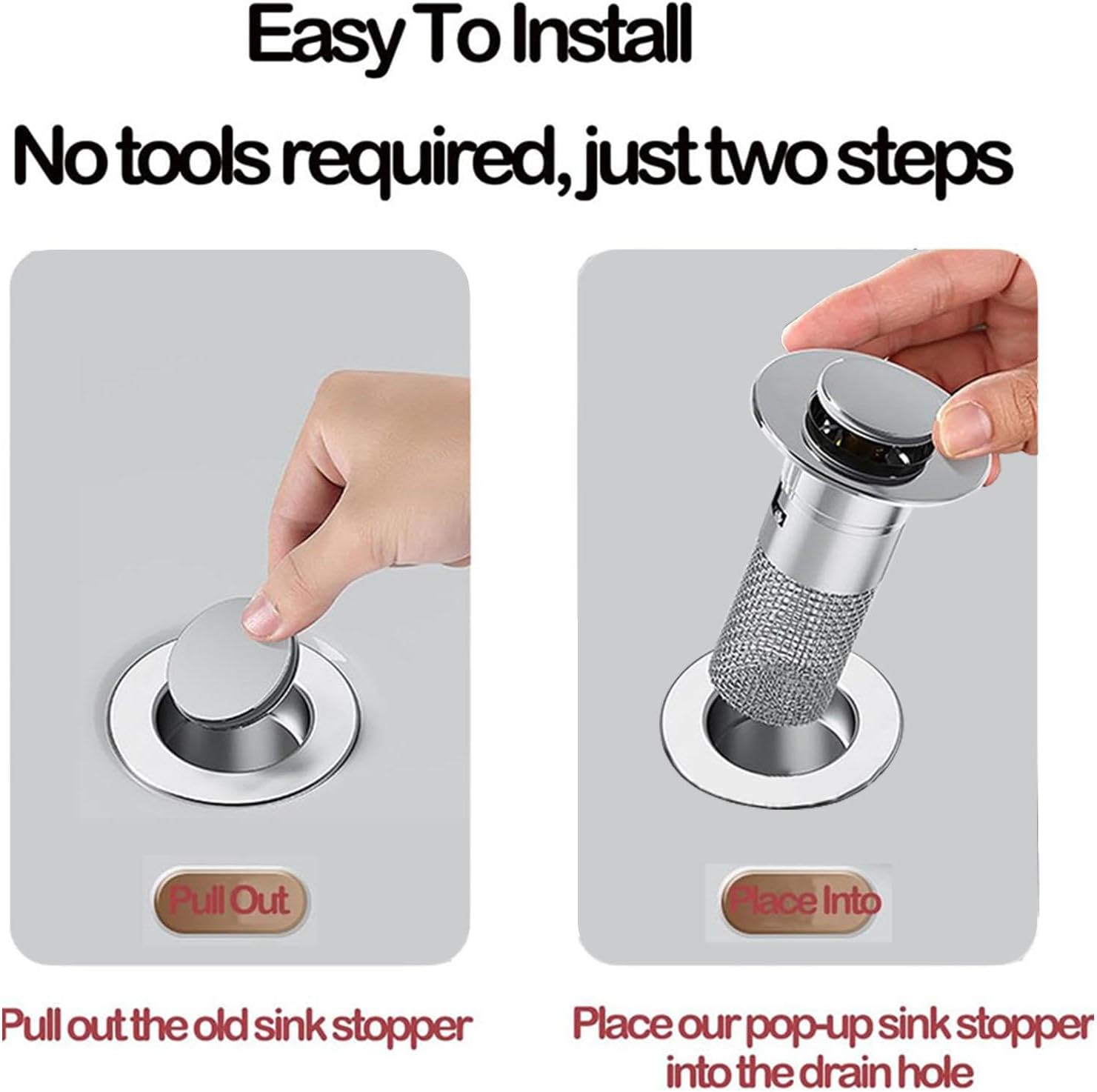 Stainless Steel Sink Hair Catcher with Pop Up Mechanism