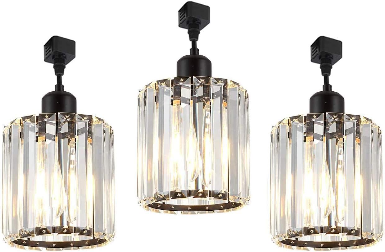 Kiven 3-Lights J-Series Track Pendant Dimmable Industrial Crystal Lights