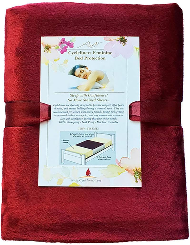 Cyclelininers - Waterproof Period Bed Sheet Protector FullQueen Burgundy