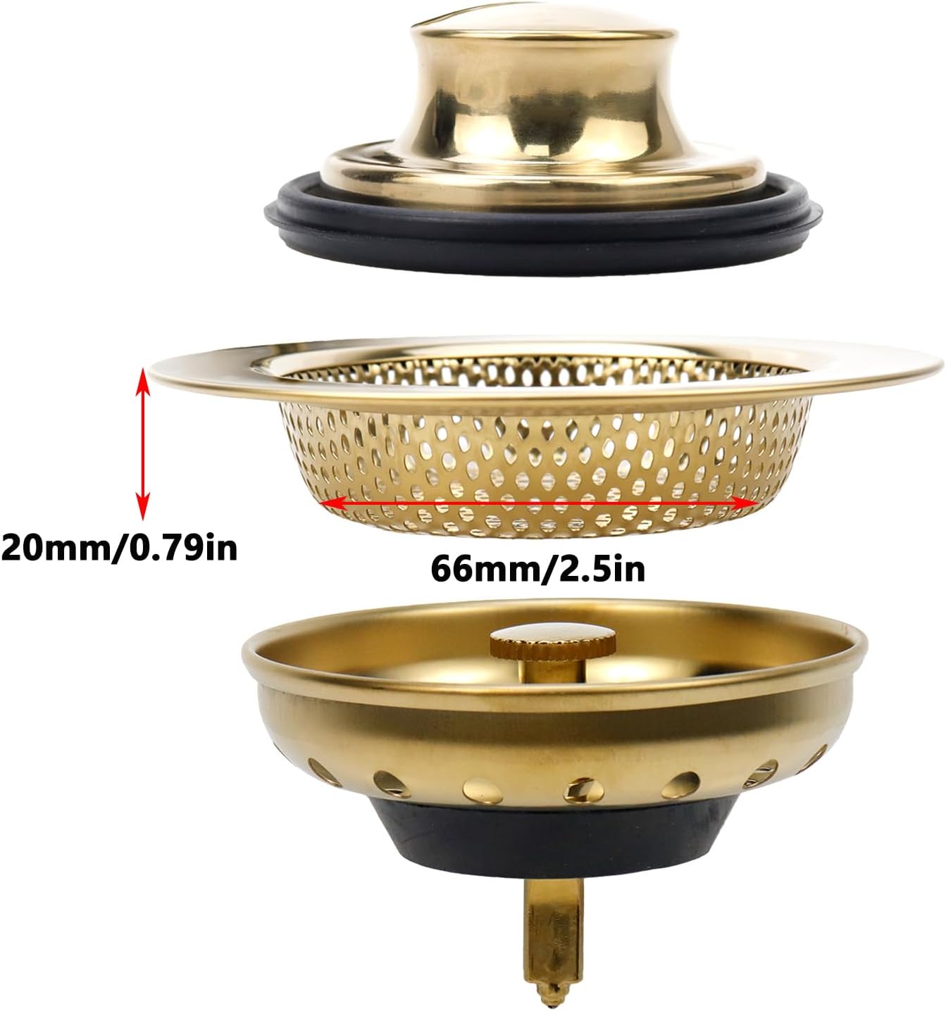 Antrader Gold Drain Strainer Set 3Pcs Stainless Steel