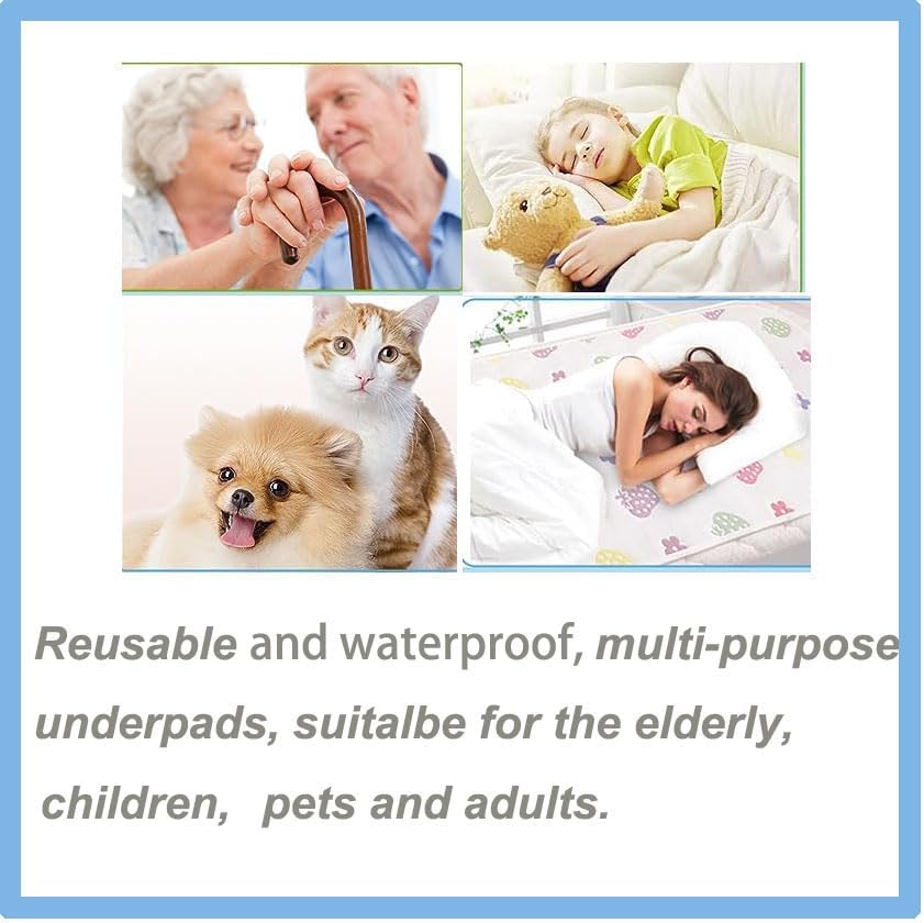 Jadefun 2 Pack Reusable Bed Pads for Queen 34X60 Waterproof Incontinence Underpad