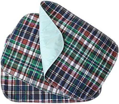 3 Pack Plaid Reusable Underpads 18x24 for Incontinence Protection