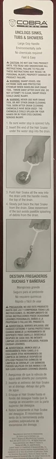 Cobra Products 00112BL Hair Snake Drain Cleaner