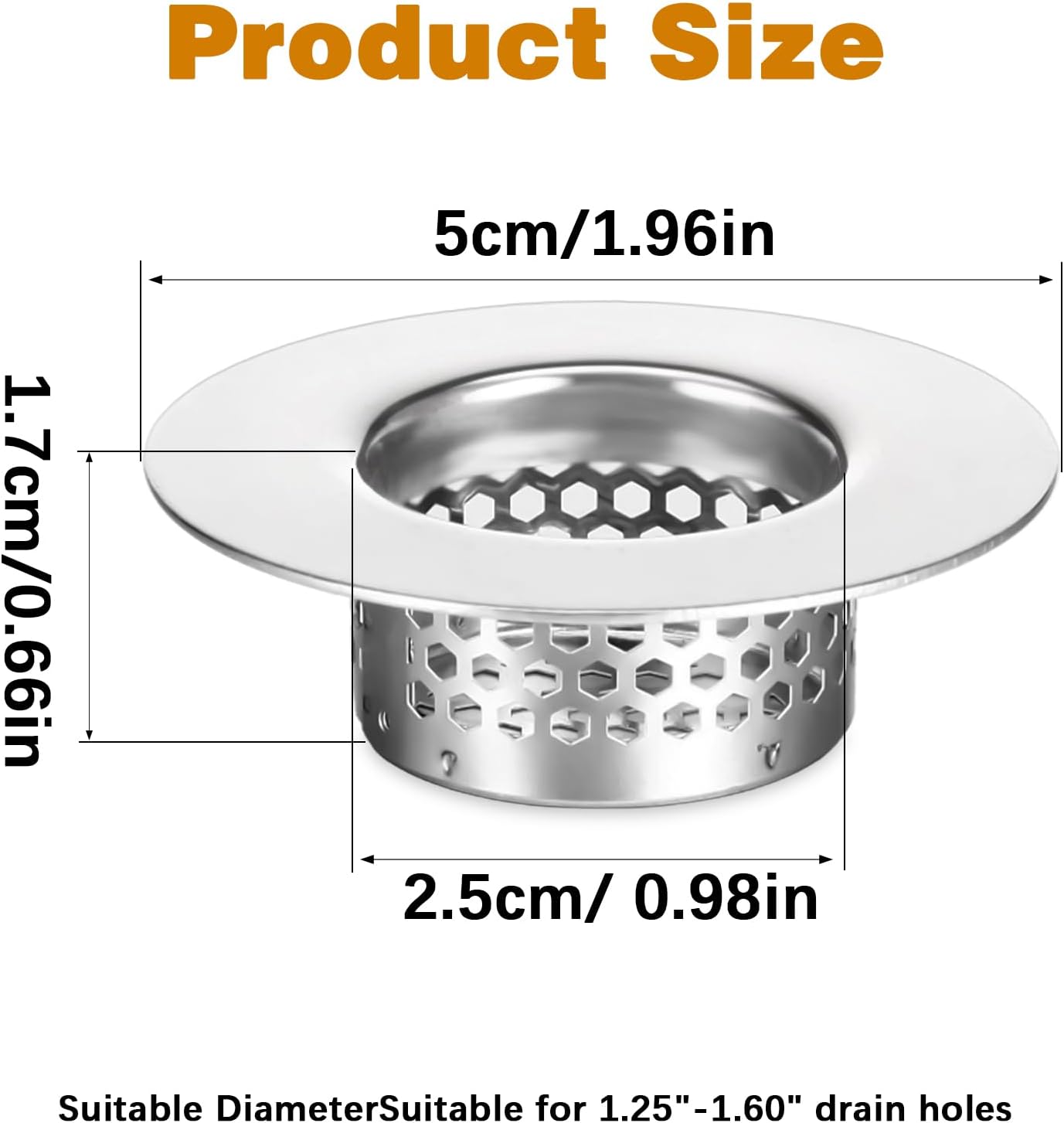 3pcs Stainless Steel Sink Strainers for Bathroom and Kitchen Use