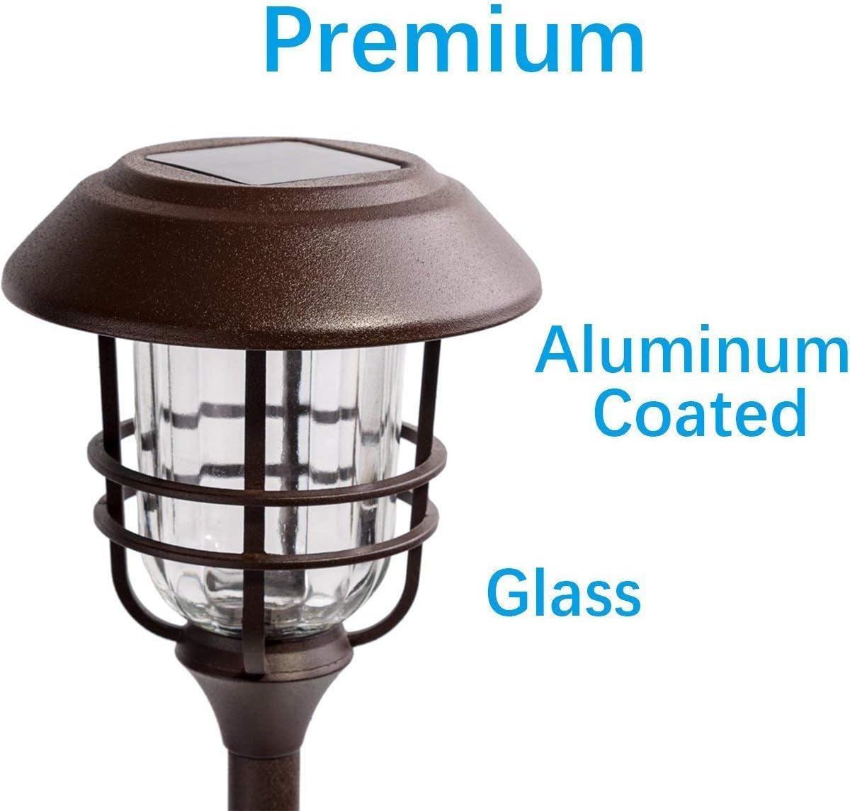 GIGALUMI 4 Pack Solar Path Lights Waterproof Metal with Glass Stainless Steel