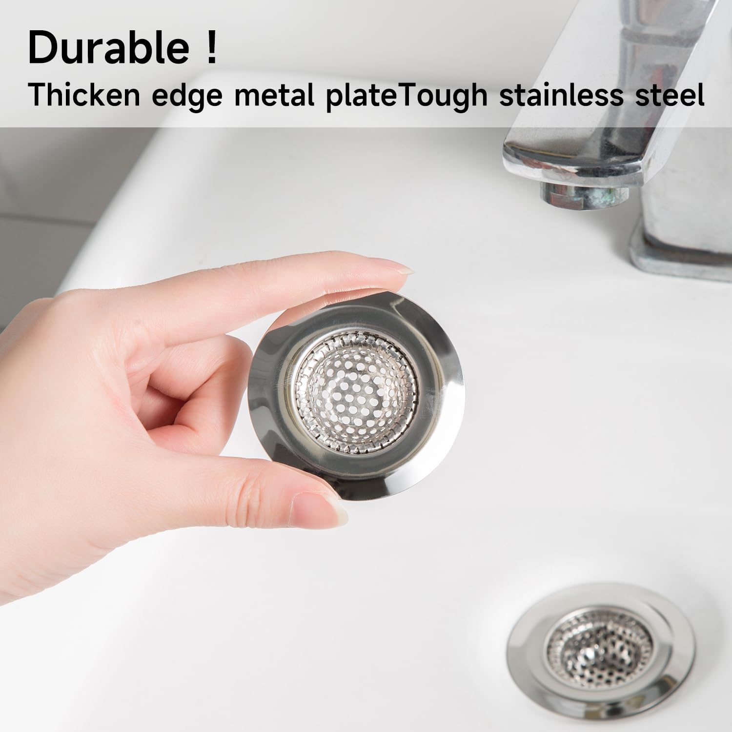 2PCS Bathroom Sink Drain Strainer Cover with Hair Catcher
