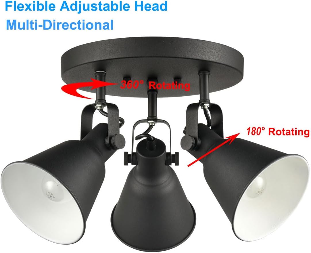 DIRYZON EUL 3 Light Ceiling Spot Light Matte Black Industrial Design